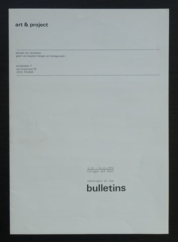 Art & Project # CATALOGUE OF OUR BULLETINS # 1972, nm++