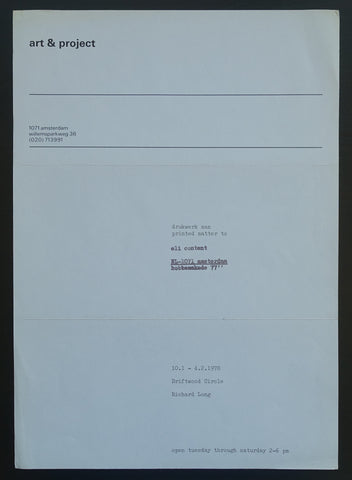 Art & Project # RICHARD LONG # invitation, 1978, mint-