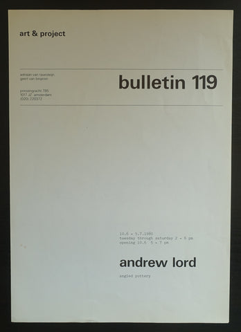 Art & Project # ANDREW LORD , Bulletin 119 # 1980, mint-
