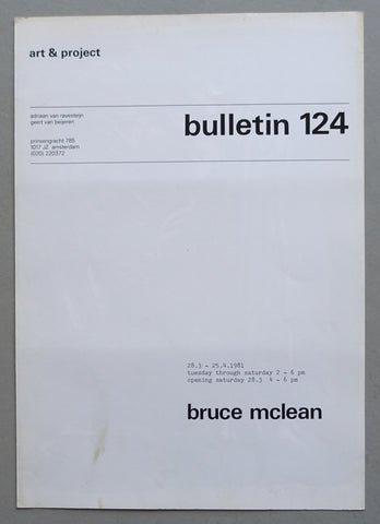 Art & Project # BRUCE MCLEAN , Bulletin 124 # 1981, nm+