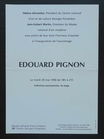Centre Georges Pompidou # EDOUARD PIGNON # invitation, 1990, nm
