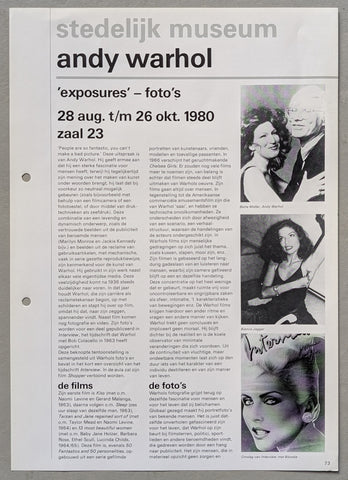 Stedelijk MUseum Amsterdam # ANDY WARHOL # bulletin, 1980, mint-