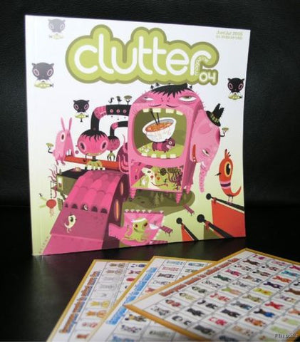 Streetart # CLUTTER MAGAZINE 04 # mint, 2005 + 3 Qee cards