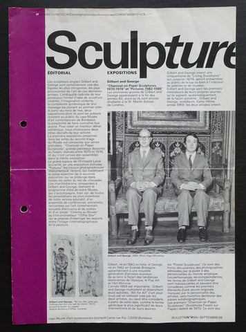 CAPC Bordeaux # SCULPTURE, Gilbert & George # 1986, bulletin, good+