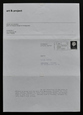Art & Project # GILBERT & GEORGE , new works # invitation, 1971, nm+++