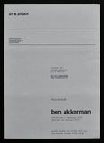 Art & Project # BEN AKKERMAN # invitation, 1973, mint-