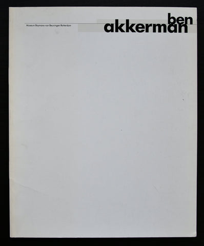 Boymans van Beuningen # BEN AKKERMAN # 1990, 8vo /London, mint-