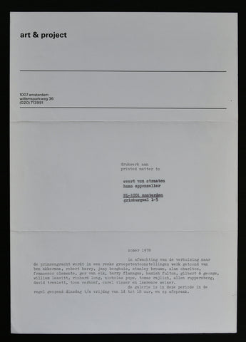 Art & Project # ZOMER 1978 # 1978, mint--