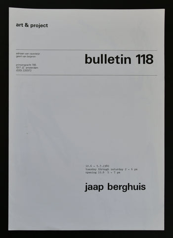 Art & Project # JAAP BERGHUIS , Bulletin 118 # 1980, mint
