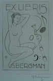 set of 4 erotic ex Libris # G. BERGMAN # all signed in pencil '50's, mint