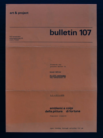 Art & Project # FRANCESCO CLEMENTE, Bulletin 107 # 1978, mint--