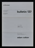 Art & Project # ADAM COLTON, Bulletin 137 # 1983, mint-