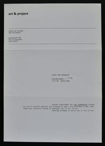 Art & Project # JAN COMMANDEUR # invitation, 1982, mint--