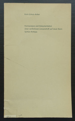 Erich Schulz-Anker # FORMANALYSE UND DOKUMENTATION # 1969, nm-