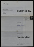 Art & Project # HAMISH FULTON, Bulletin 52 # 1972, nm+++