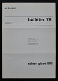 Art & Project # RAINER GIESE IMI, Bulletin 78 # 1974, mint-