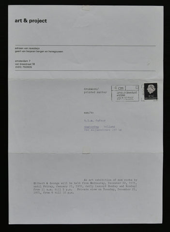 Art & Project # Invitation, GILBERT & GEORGE , new works # 1971, nm++