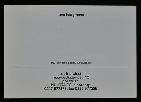 Art & Project # FONS HAAGMANS # invitation, 1997, mint