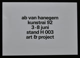 Art & Project # AB VAN HANEGEM , Kunstrai # invitation, 1992, mint-