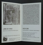 galerie Nieuw Rotterdams Peil # AGE KLINK EN JOKE DE VRIES #invitation, 1983, nm+