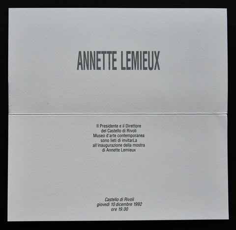 Castello di Rivoli # ANNETTE LEMIEUX # 1992, invitation, mint--