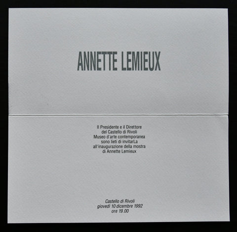 Castello di Rivoli # ANNETTE LEMIEUX # 1992, invitation, mint--