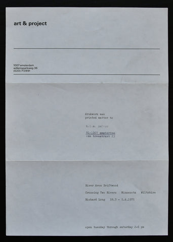 Art & Project # RICHARD LONG , invitation # River Avon Driftwood , 1975, mint--