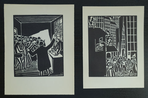 Frans Masereel, Original Woodblock prints # SET OF TRWO from DIE SONNE # 1927, mint-