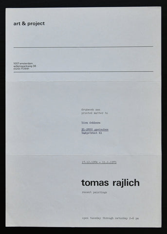 Art & Project # TOMAS RAJLICH # 1974/1975, mint-