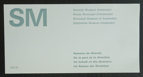 Stedelijk Museum, Wim Crouwel design # ON BEHALF OF THE DIRECTORS card # ca. 1968, nm+