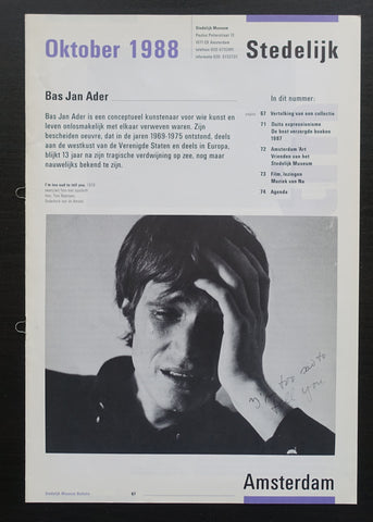 Stedelijk Museum # BAS JAN ADER # Bulletin, 1988, mint-