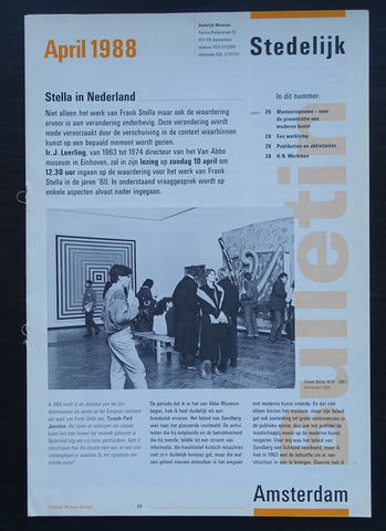 Stedelijk Museum , Stella # APRIL 1988, Bulletin # 1988, nm