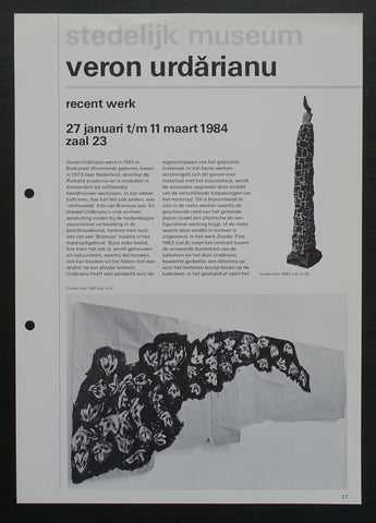Stedelijk Museum # VERON URDARIANU # zaal, 1984, mint-