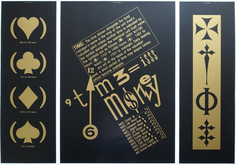 Swip Stolk , Groninger Museum # TIME IS MONEY # large version, gold on black poster, 1993, mint-