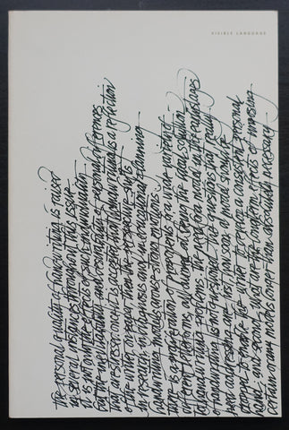 Visible language # THE HAND AND THE TRACE # 1990, nm+