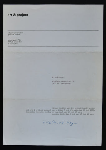 Art & Project # LEO VROEGINDEWEIJ # invitation, 1982, nm++