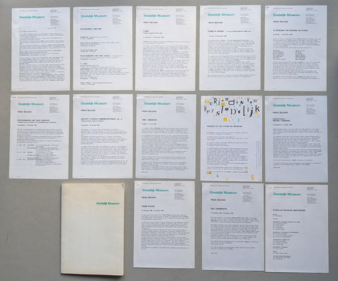 Stedelijk Museum ( Wim Crouwel) # 12 press releases for exhibitions # ca. 1989, nm