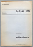Art & Project # WILLIAM LEAVITT, Bulletin 80 # 1974, mint-