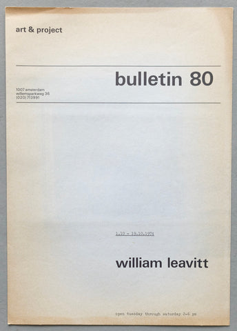 Art & Project # WILLIAM LEAVITT, Bulletin 80 # 1974, mint-