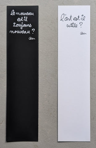 Ben Vautier # set of 2 BOOKMARKS # white and black version, mint