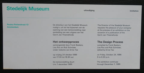 Stedelijk Museum / Wim Crouwel # THE DESIGN PROCESS # 1986, invitation, mint-