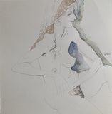 Ed Valk # FEMALE seated # watercolor # signed, 1984, Mint