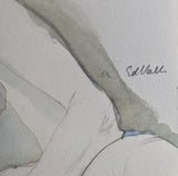 Ed Valk # FEMALE seated # watercolor # signed, 1984, Mint