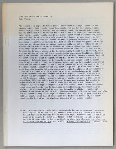 R.H. Fuchs # OVER HET LEZEN VAN TEKSTEN # ca. 1976, mint