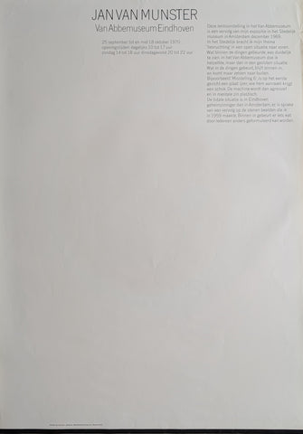 van Abbemuseum, Jan van Toorn # JAN VAN MUNSTER # affiche, 1970, B+