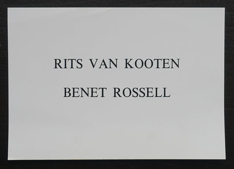 galerij de Zwarte Panter # RITS VAN KOOTEN # BENET ROSSELL # 1988, nm+