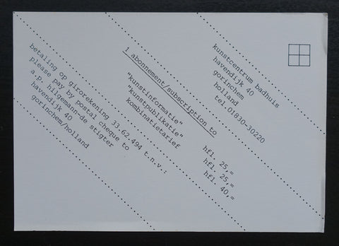 Kunstcentrum Badhuis # ABONNEMENTS card # 1979, nm