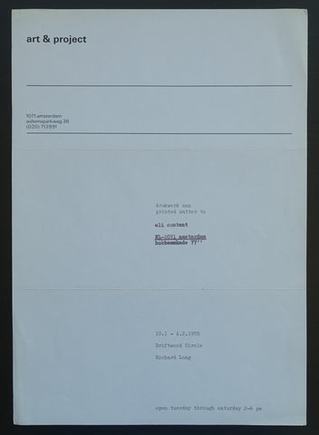 Art & Project # RICHARD LONG # invitation, 1978, mint-