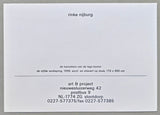 Art & Project # RINKE NIJBURG # invitation, 1996, mint