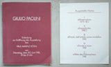 Paul Maenz Köln # GIULIO PAOLINI # Invitation set, 1981, nm